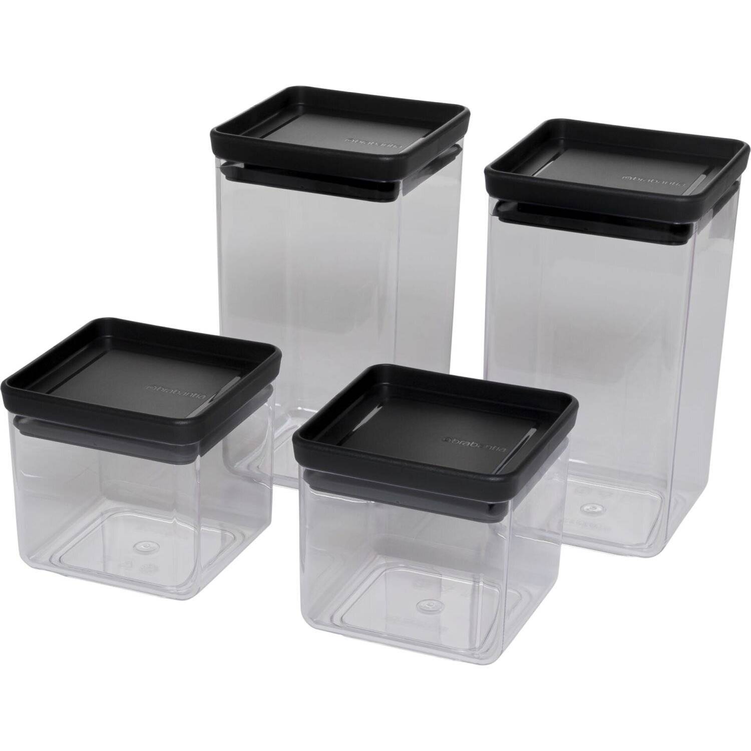 4x1 Brabantia Vorratsdose Tasty eckig, dunkelgrau