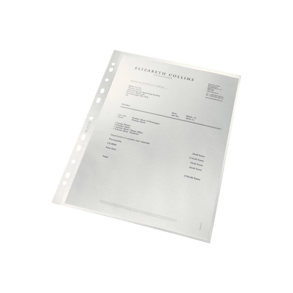 25 LEITZ Prospekthüllen Recycle DIN A4 transparent genarbt 0,10 mm