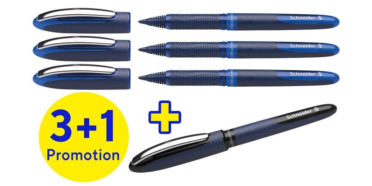 Schneider One Business Tintenroller 0,6 mm, Schreibfarbe: blau, 4 St.
