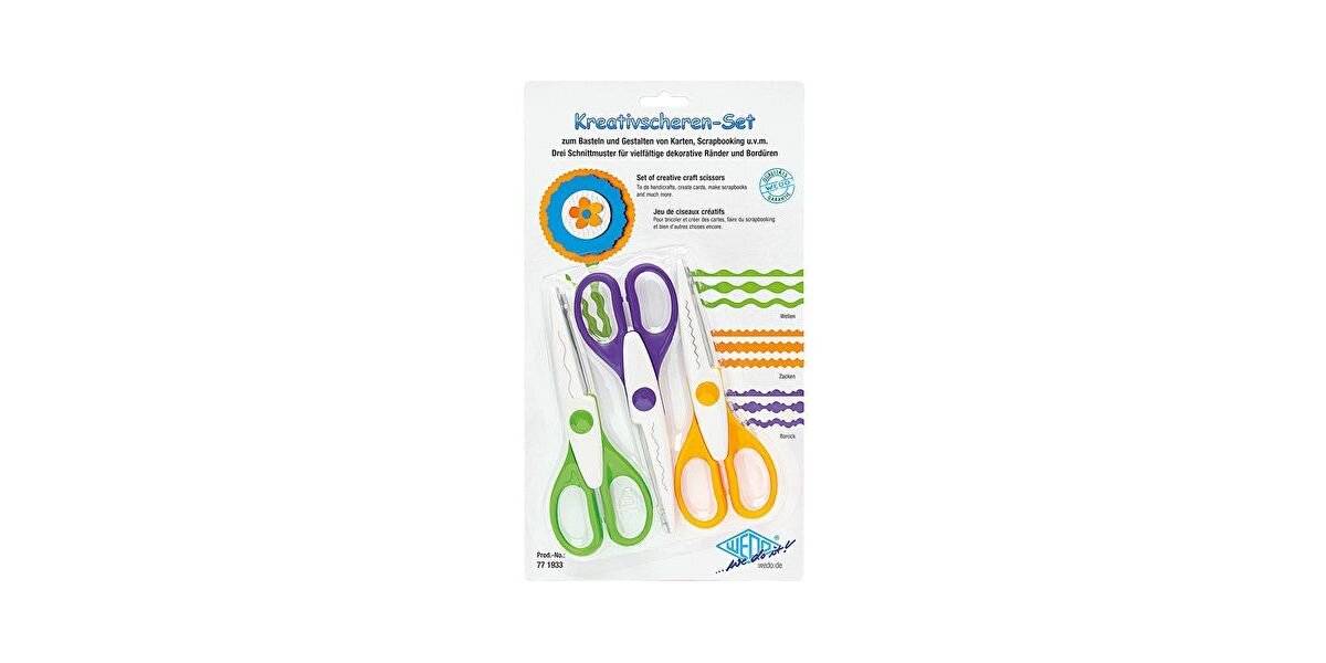 WEDO Kreativscheren 3er Set 16,0 cm 3 Schnitte farbig sortie