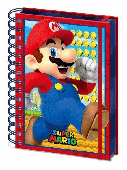 A5 Spiral-Notizbuch ( Lentikular-Einband) Super Mario 21 x 15 cm