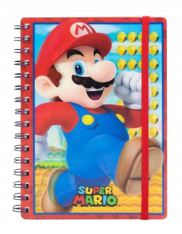 A5 Spiral-Notizbuch ( Lentikular-Einband) Super Mario 21 x 15 cm