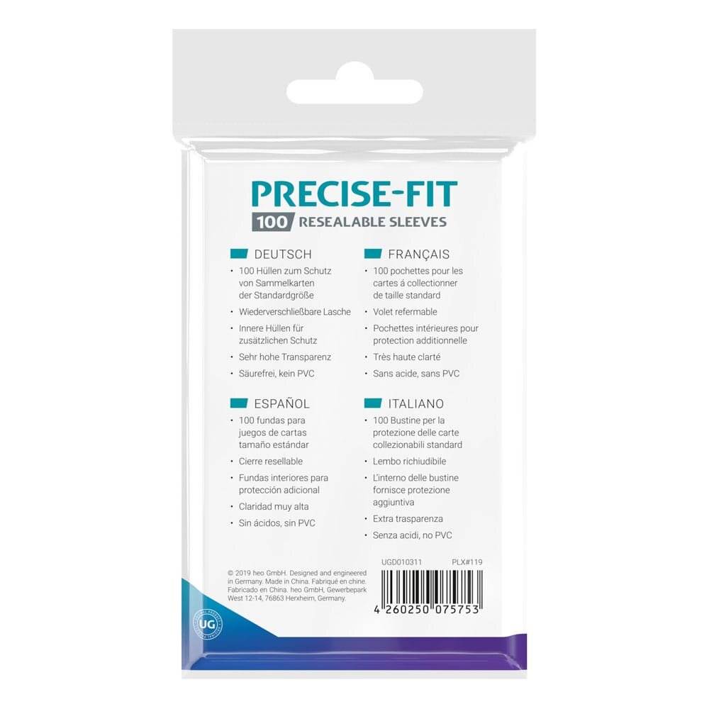 Ultimate Guard Precise-Fit Sleeves wiederverschließbar Standardgröße Transparent (100)