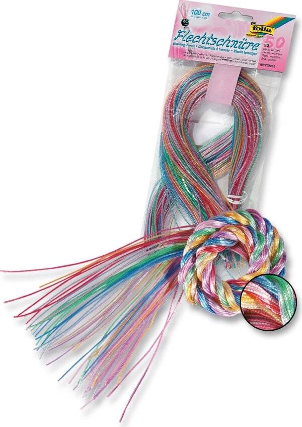 folia Bastelset Flechtschnüre Metallic Mix mehrfarbig 50 St.