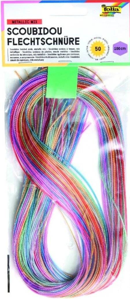 folia Bastelset Flechtschnüre Metallic Mix mehrfarbig 50 St.