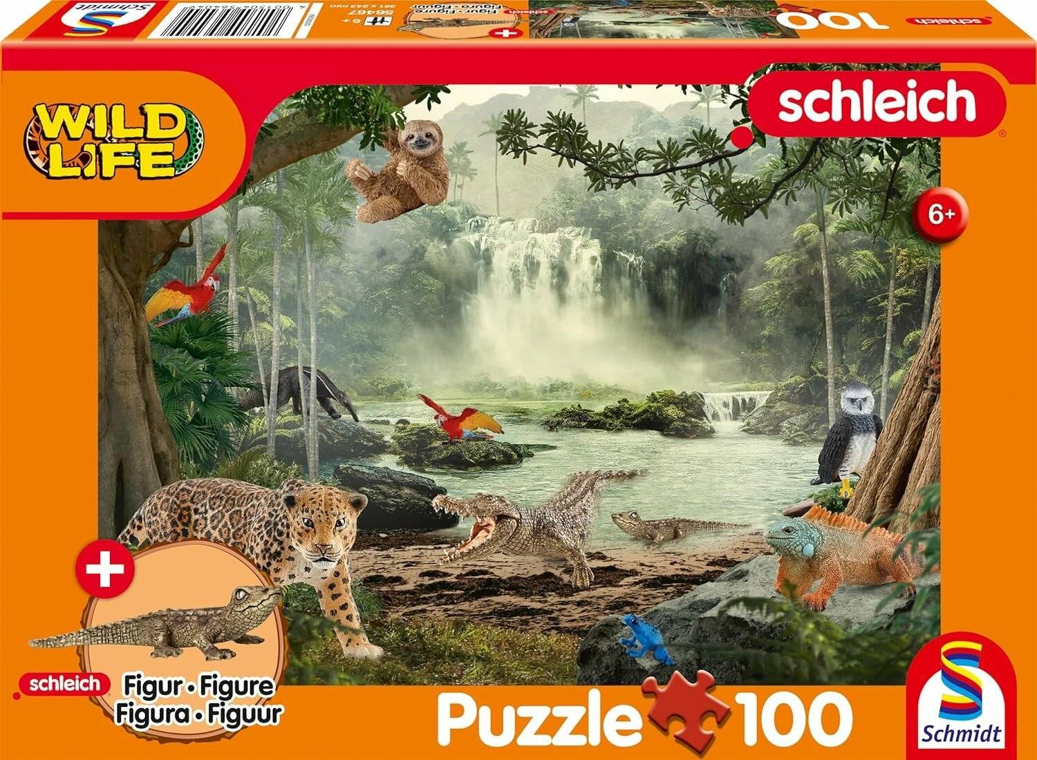 SCHMIDT Puzzle Schleich Im Regenwald 100 Teile + Schleich-Figur
