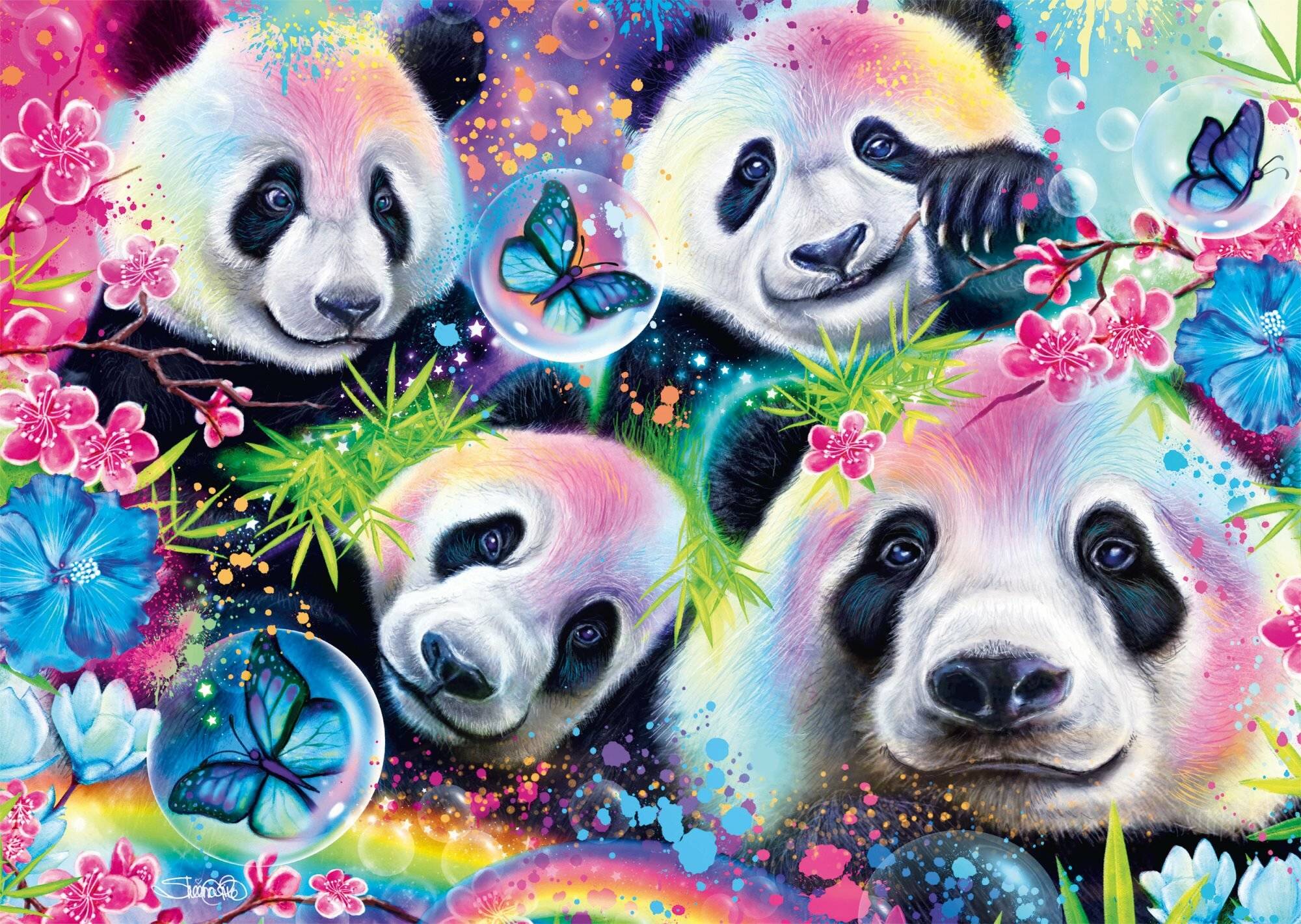 Schmidt Spiele Puzzle Sheena Pike Neon Blumen Pandas 1000Teile