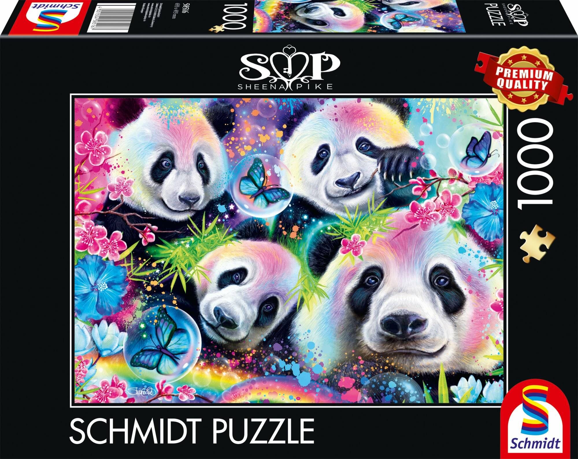 Schmidt Spiele Puzzle Sheena Pike Neon Blumen Pandas 1000Teile