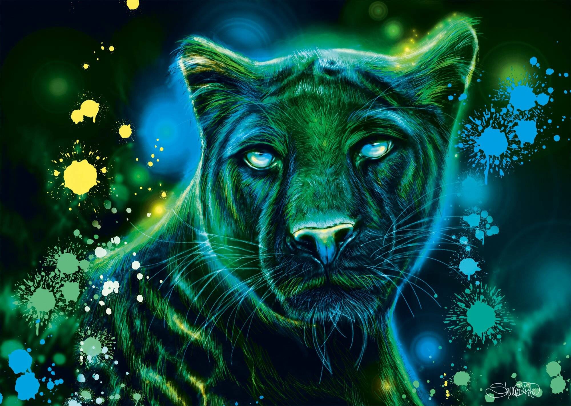 Schmidt Spiele Puzzle Sheena Pike Neon Blau grü ner Panther 1000Teile