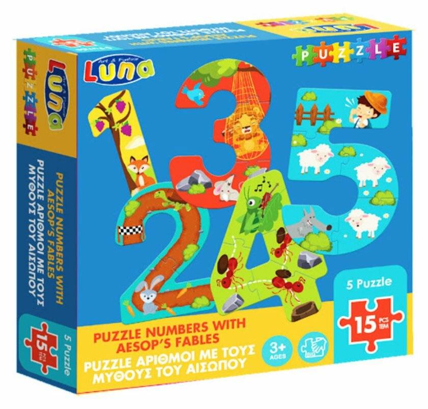LUNA Puzzle Zä hlen mit Ä sop' s Fabeln ( 1,2,3,4,5 Teile)