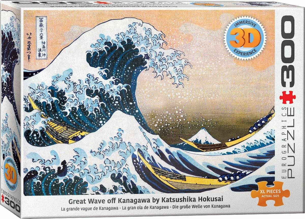 EUROGRAPHICS Puzzle Groß e Wolle Kanagawa 3D-Effekt XL 300 Teile