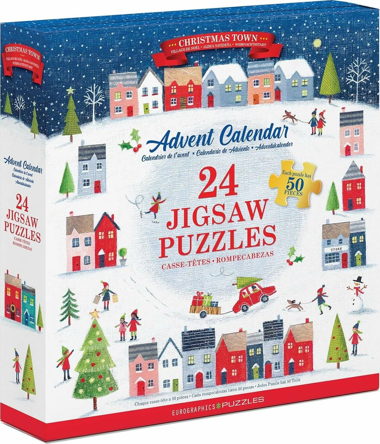 EUROGRAPHICS Puzzle Adventskalender: weihnachtliche Stadt 24x50 Teile