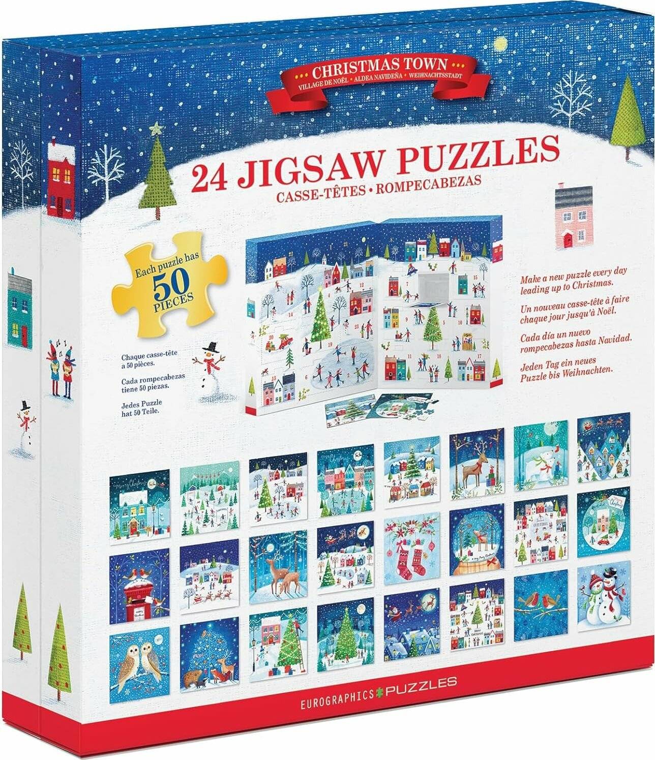 EUROGRAPHICS Puzzle Adventskalender: weihnachtliche Stadt 24x50 Teile