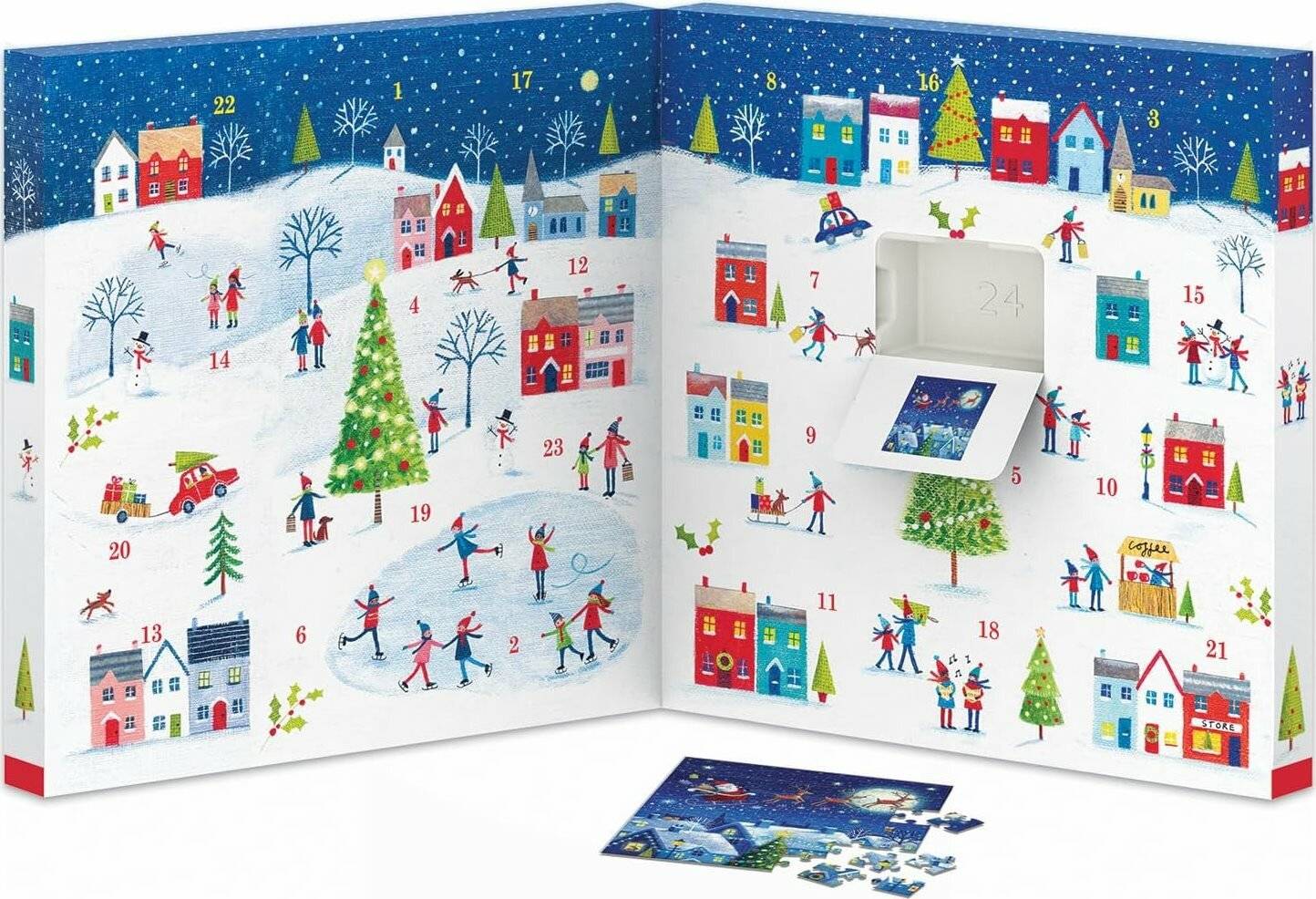 EUROGRAPHICS Puzzle Adventskalender: weihnachtliche Stadt 24x50 Teile