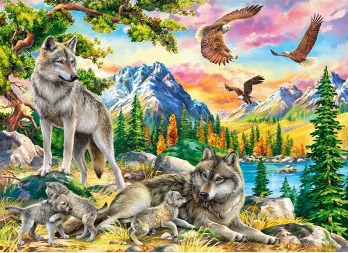 CASTORLAND Puzzle Familie von Wö lfen und Adlern 300 Teile