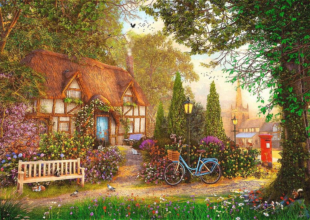 TREFL Puzzle Premium Plus Tea Time: Landhaus 1000 Teile