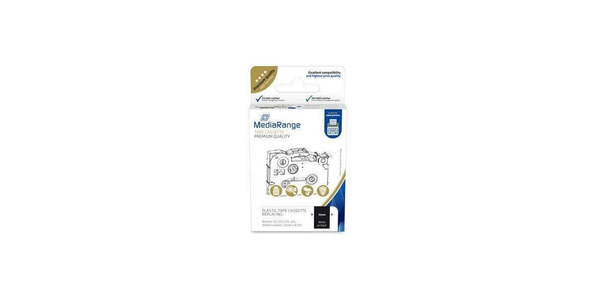 MediaRange Schriftbandka. Brother TZ-335/TZe-335 12mm, 8m ws