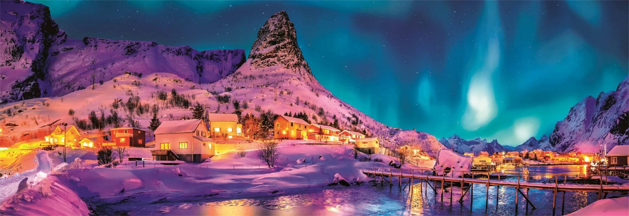 CLEMENTONI Panoramapuzzle Polarnacht ü ber den Lofoten 1000 Teile