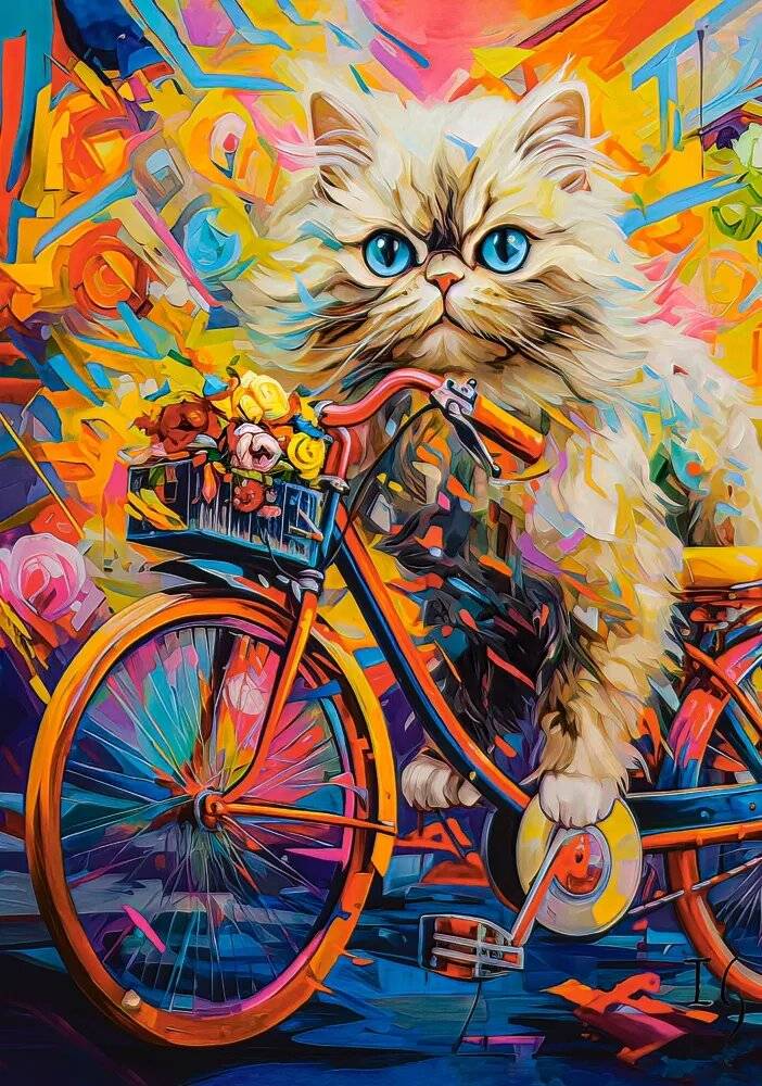 CASTORLAND Puzzle Katze auf einem Fahrrad 180 Teile