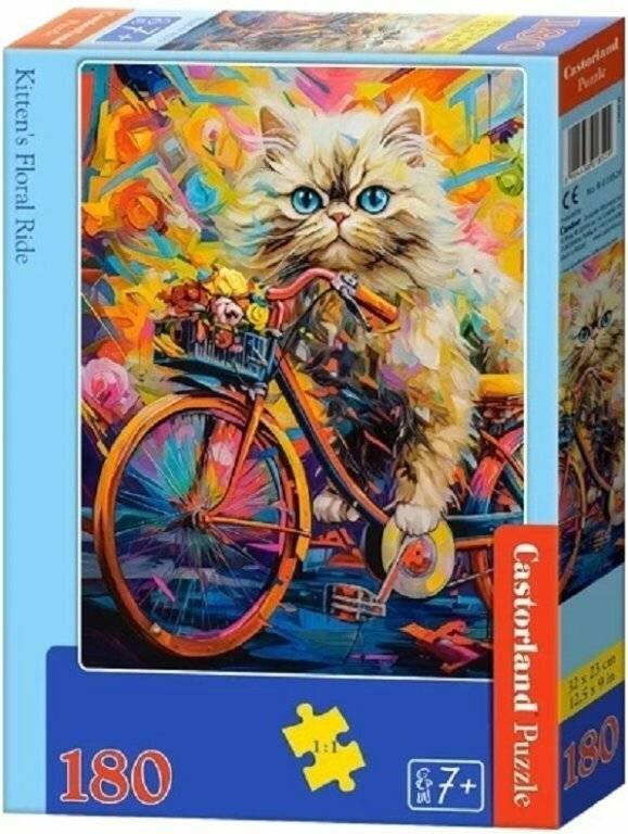 CASTORLAND Puzzle Katze auf einem Fahrrad 180 Teile