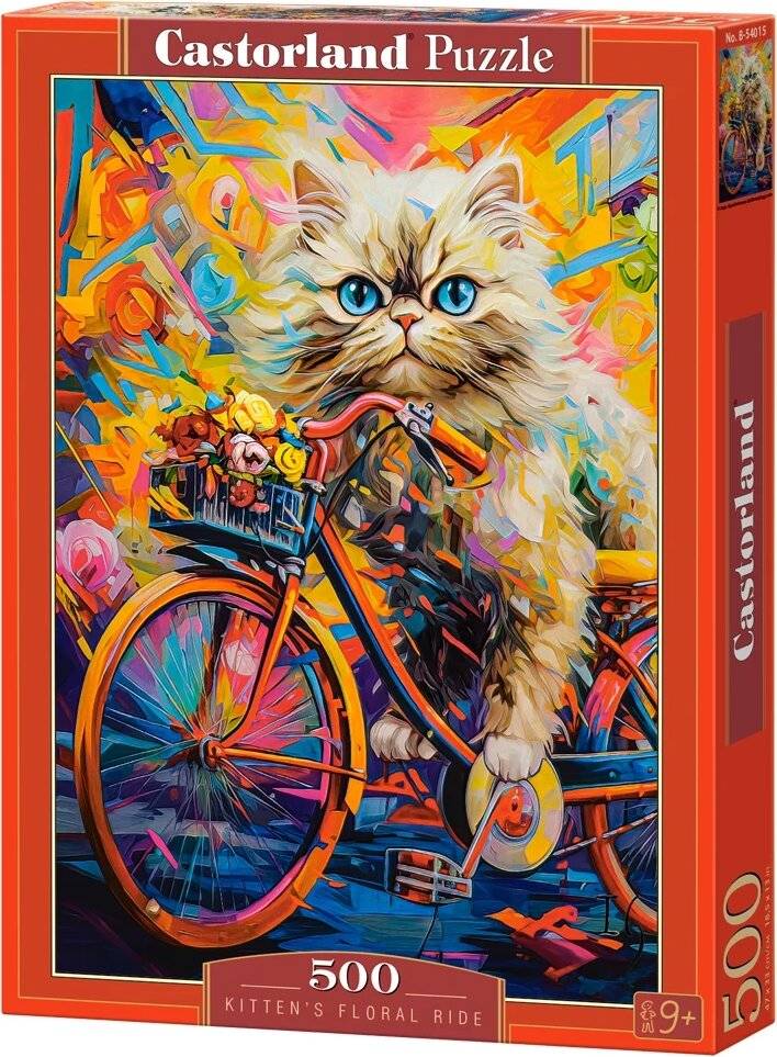 CASTORLAND Puzzle Katze auf einem Fahrrad 500 Teile