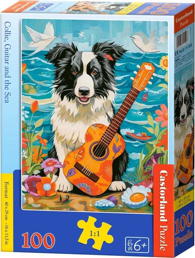 CASTORLAND Puzzle Collie, Gitarre und Meer 100 Teile
