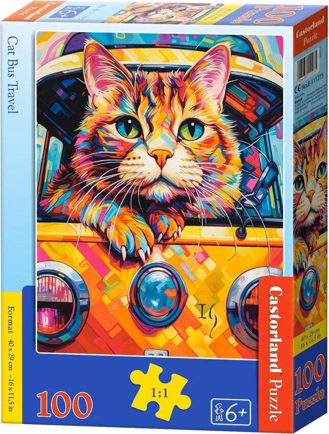 CASTORLAND Puzzle Katze im Bus 100 Teile