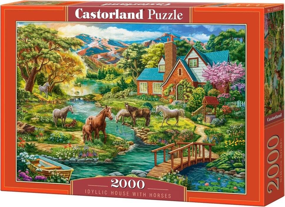 CASTORLAND Puzzle Idyllisches Haus mit Pferden 2000 Teile
