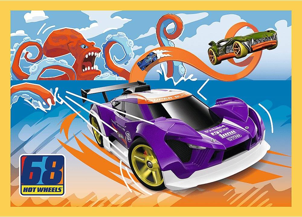 TREFL 34627 Puzzle 4in1 Hot Wheels Fahrzeuge