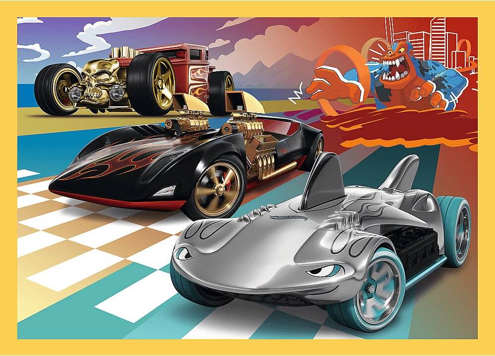 TREFL 34627 Puzzle 4in1 Hot Wheels Fahrzeuge