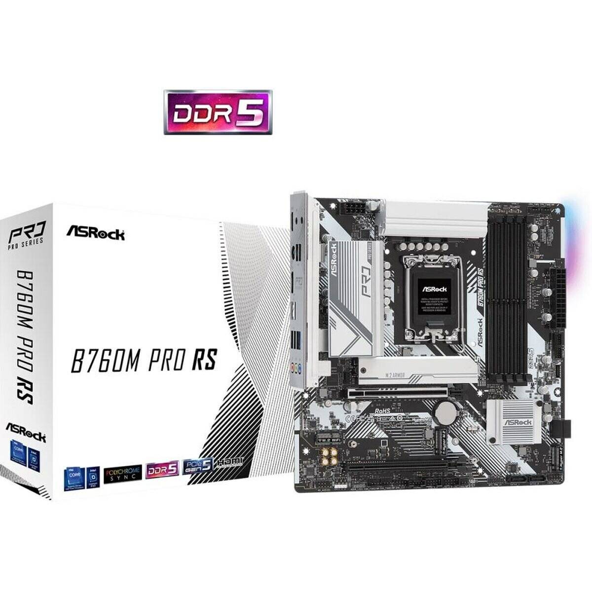 ASRock B760M Pro RS, 1700 mATX HDMI/DP, DDR5 retail