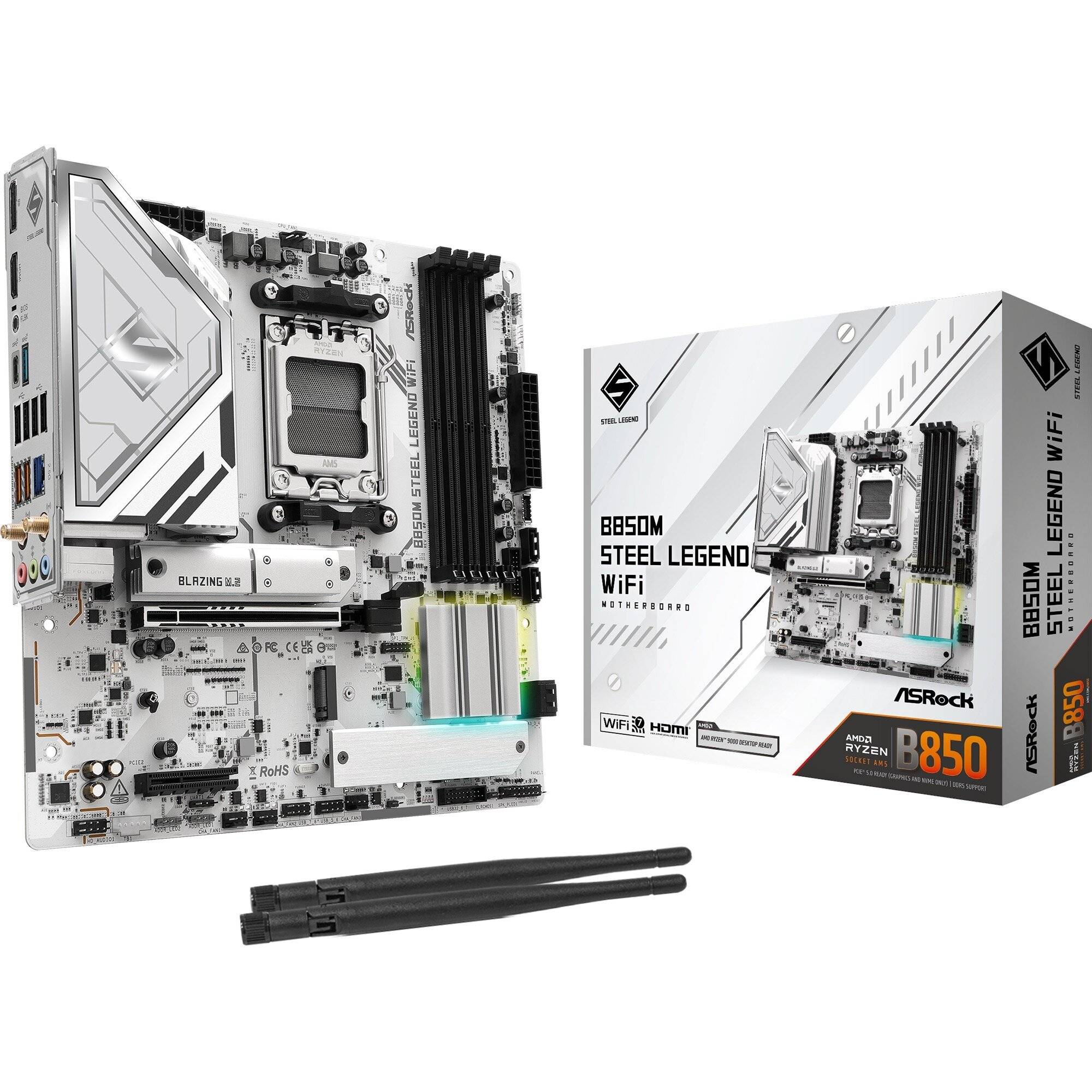 ASRock B850M Steel Legend WiFi, AM5 mATX HDMI/DP, DDR5