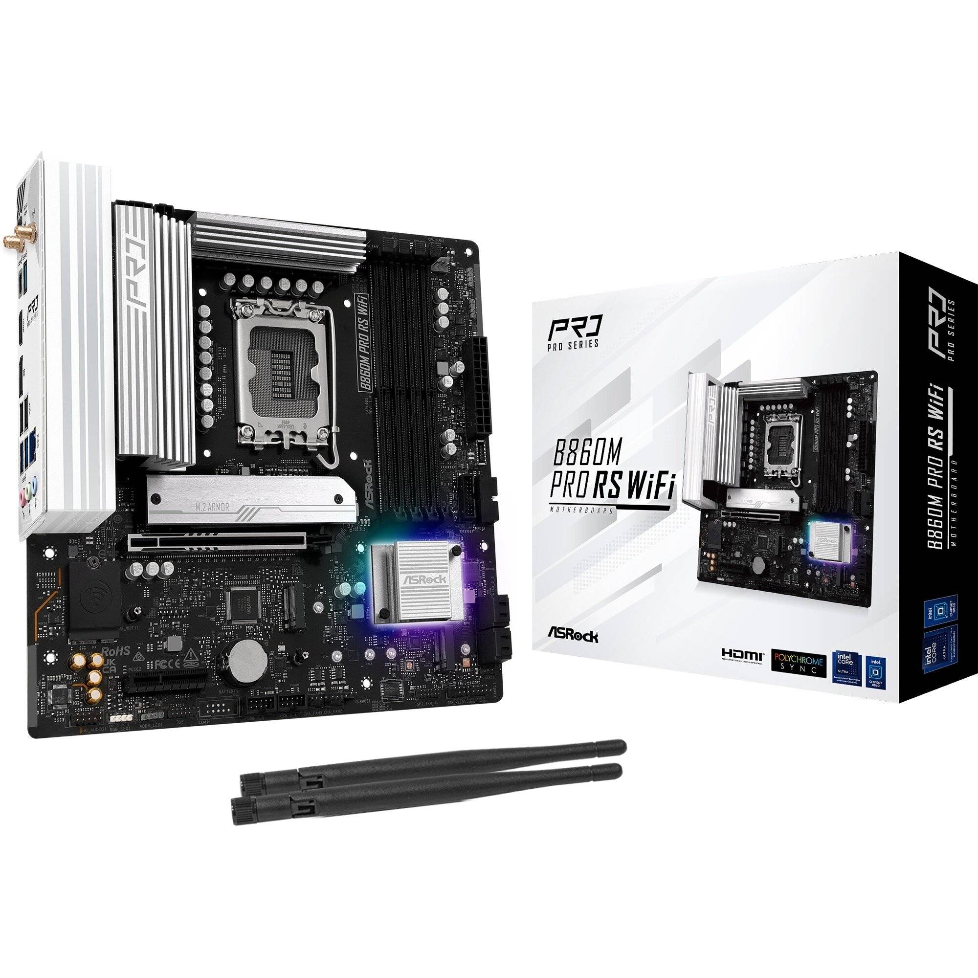 ASRock B860M Pro RS Wifi, 1851 mATX HDMI/DP, DDR5