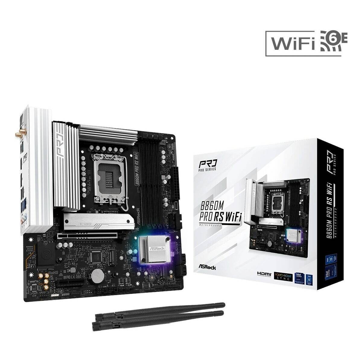 ASRock B860M Pro RS Wifi, 1851 mATX HDMI/DP, DDR5