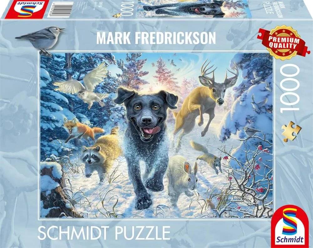 Mark Fredrickson: Hundeliebe - Schwarzer Labrador Im Schnee 1000 Teile