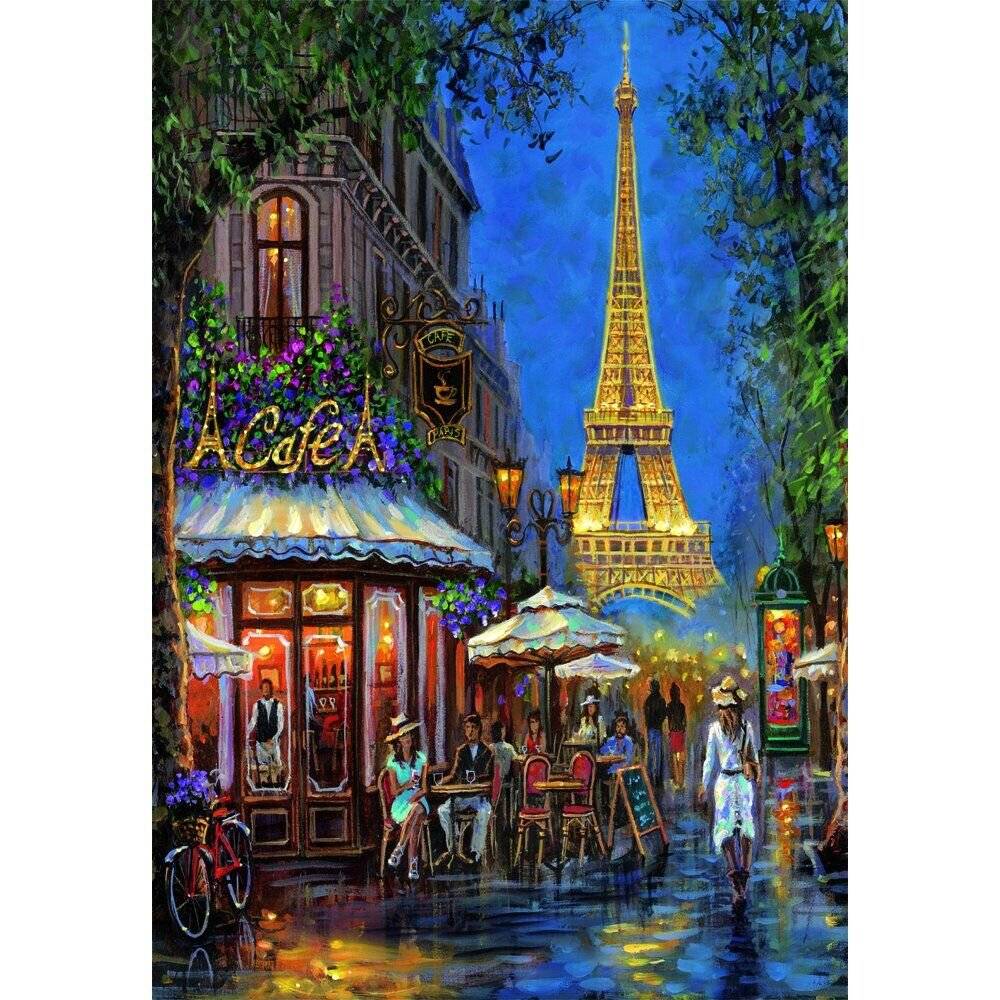 Hochwertige Nacht im Eiffel Cafe Puzzle 500pcs