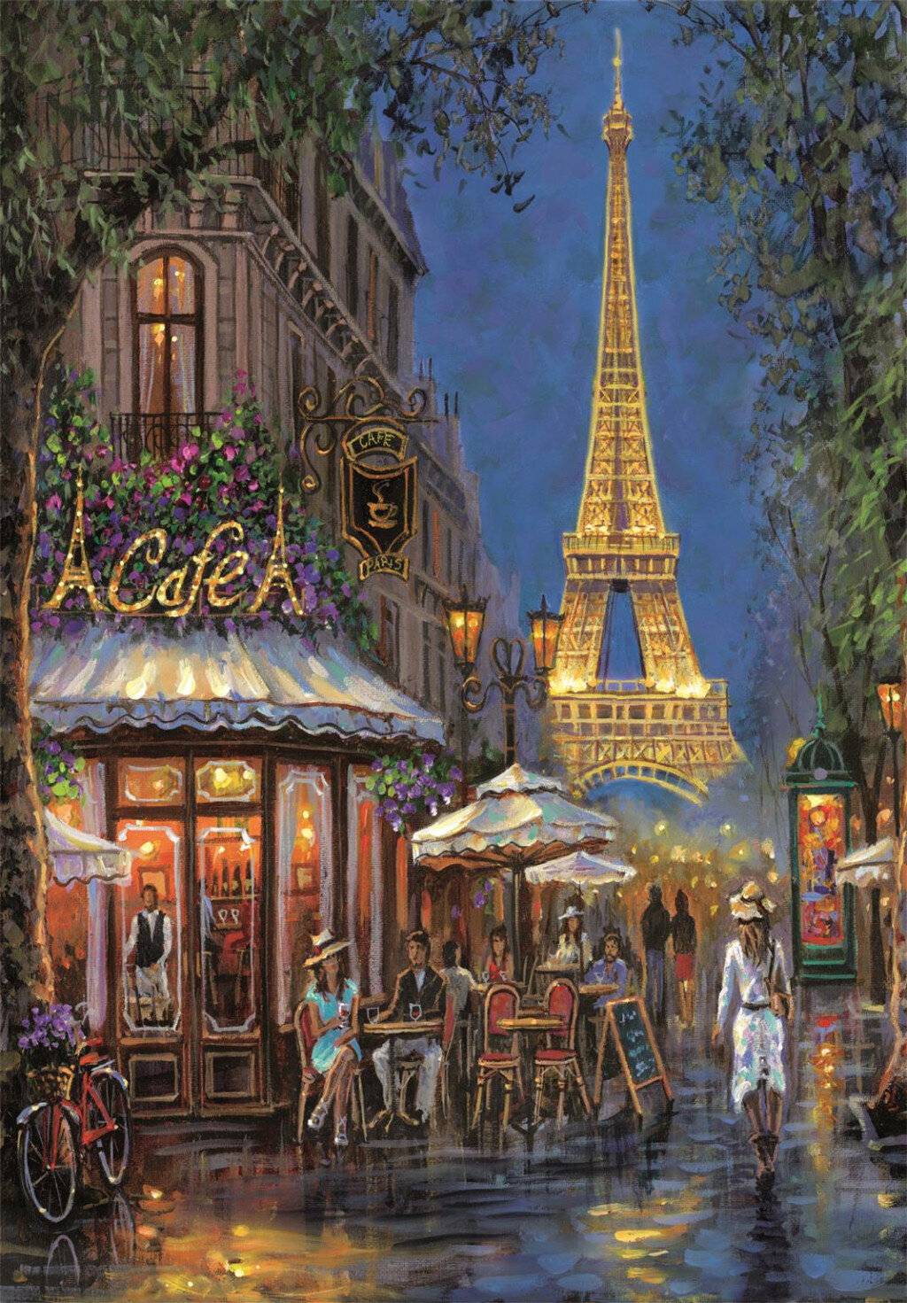 Hochwertige Nacht im Eiffel Cafe Puzzle 500pcs