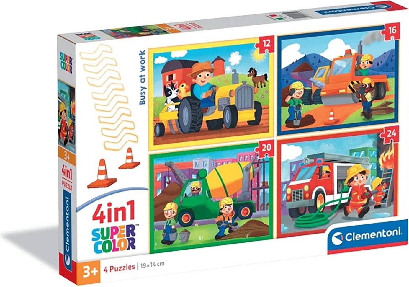 Fahrzeug Busy at Work Baufahrzeuge 4-in-1 Puzzle Clementoni