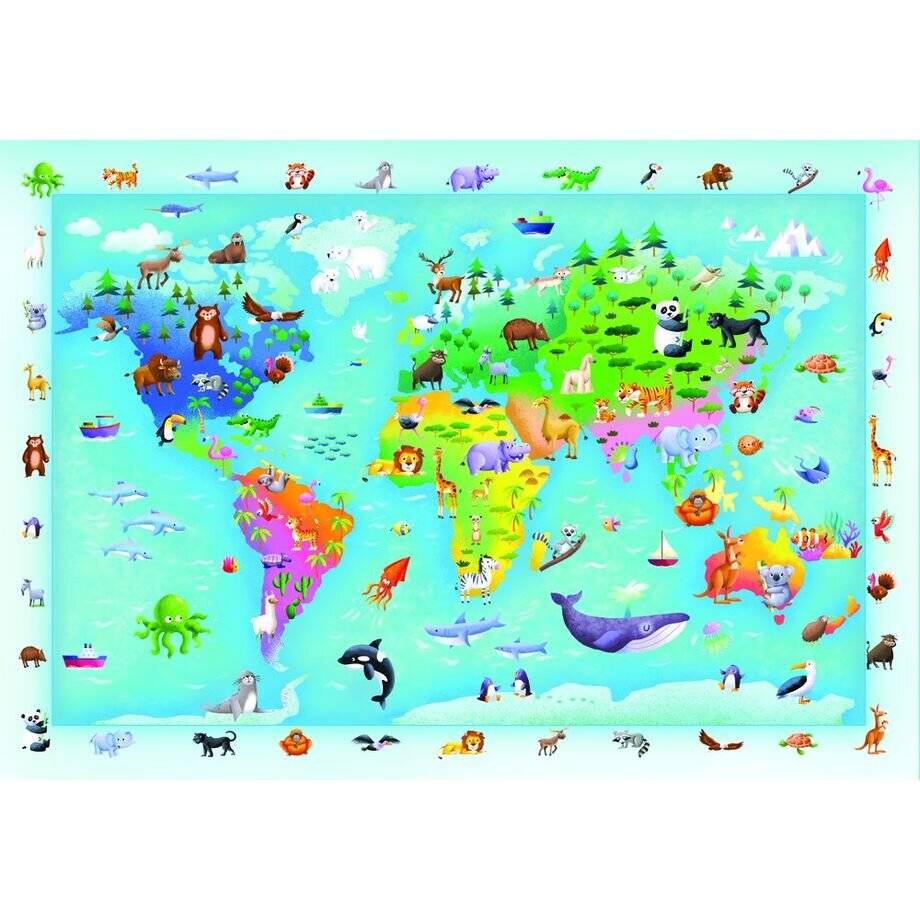 Tiere Wildlife Karte 60-teiliges Maxi-Puzzle Clementoni