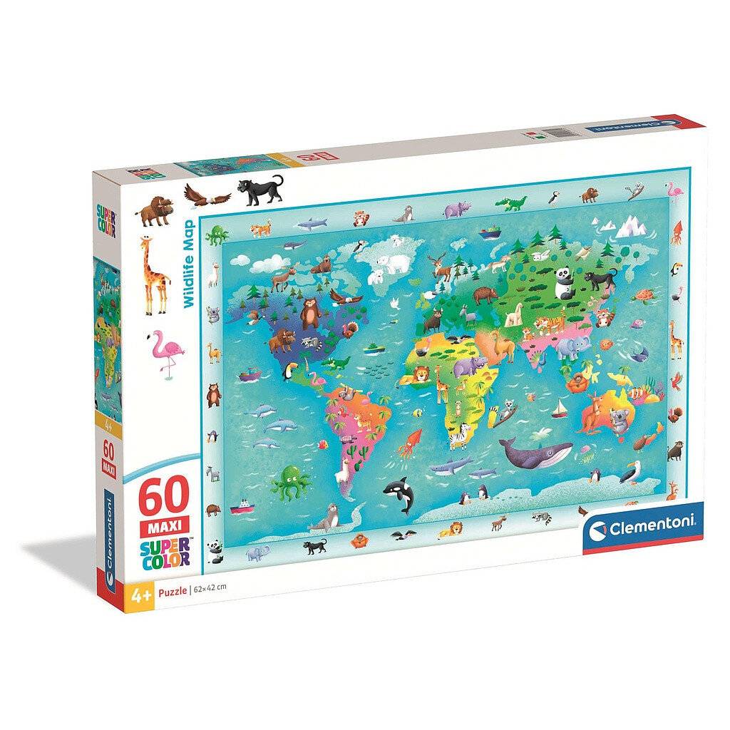 Tiere Wildlife Karte 60-teiliges Maxi-Puzzle Clementoni