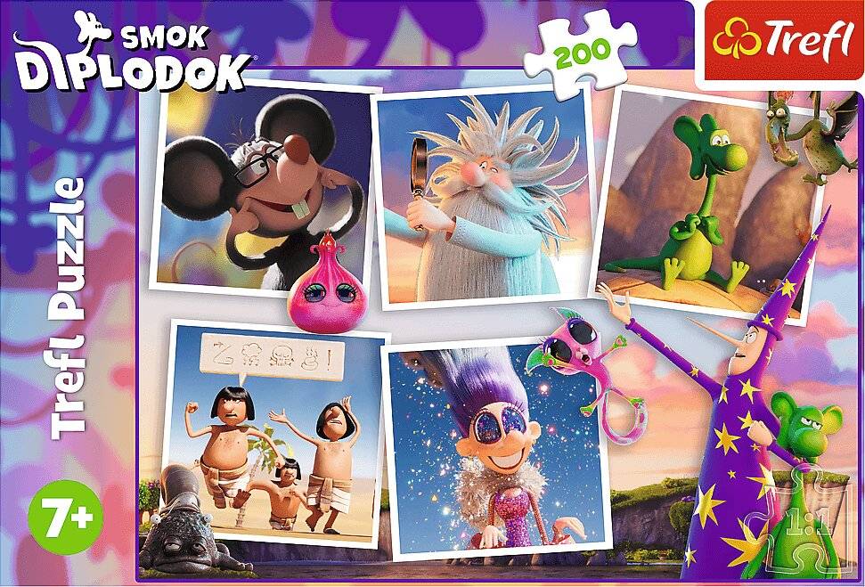 TREFL Puzzle Hokus pokus Diplodokus: Dobrodruž ství 200 dílků