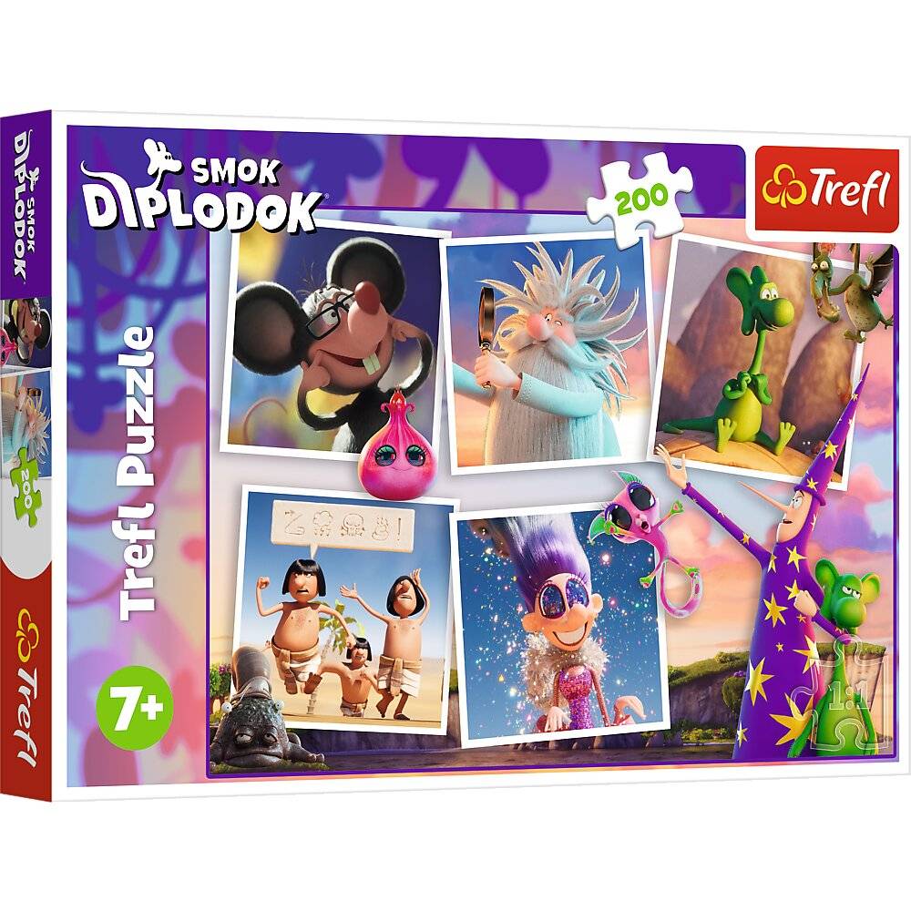 TREFL Puzzle Hokus pokus Diplodokus: Dobrodruž ství 200 dílků