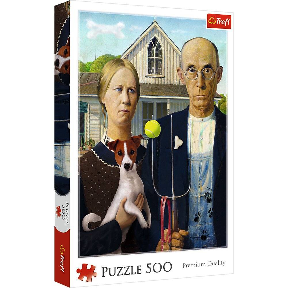 TREFL Puzzle Americká gotika: Psí edice 500 dílků