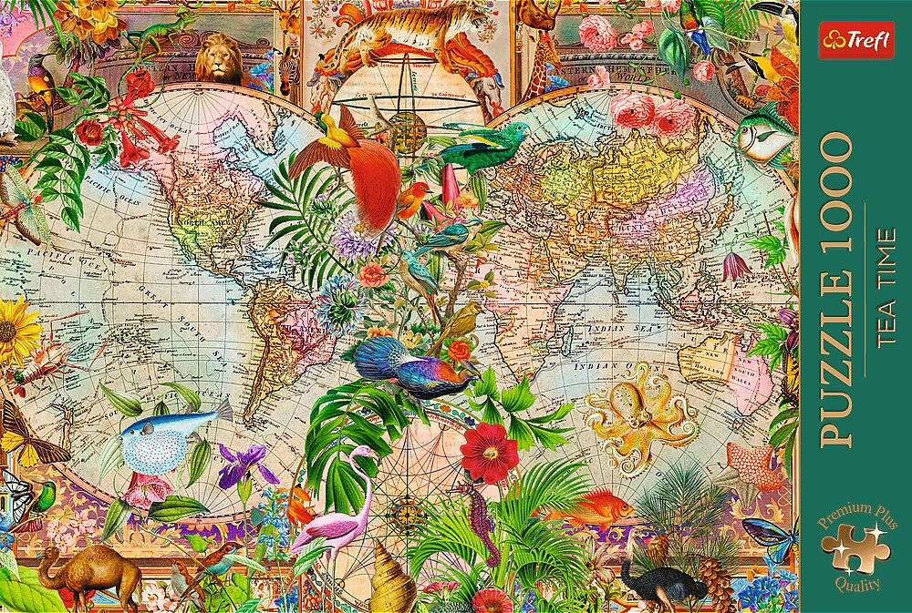 TREFL Puzzle Premium Plus Tea Time: Antick-Weltkarte 1000 dlks