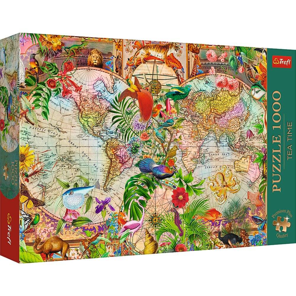 TREFL Puzzle Premium Plus Tea Time: Antick-Weltkarte 1000 dlks