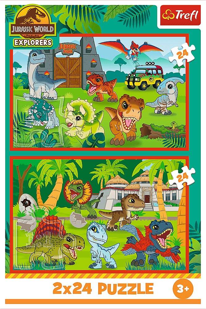 TREFL Puzzle Jurassic World: Mä nnliche Dinosaurier 2x24 puppen