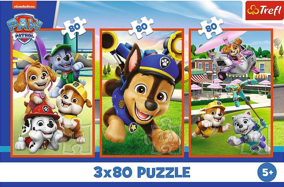 TREFL Puzzle Paws Patrol: 3 x 80 Spiele