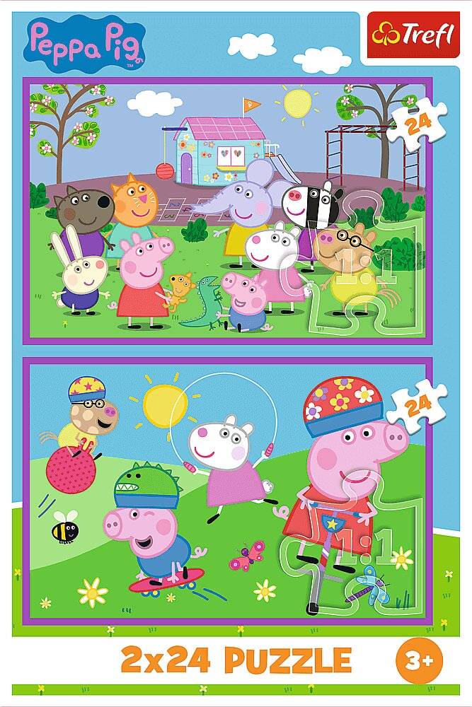 TREFL Puzzle Peppa Pig: Peppa auf dem Spielplatz 2x24 dlks