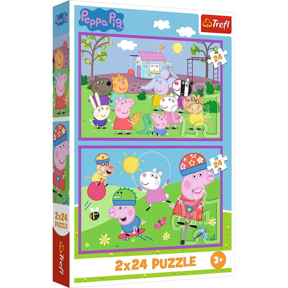 TREFL Puzzle Peppa Pig: Peppa auf dem Spielplatz 2x24 dlks