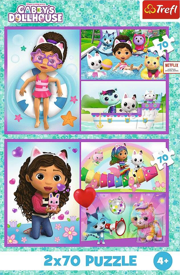 TREFL Puzzle Gabins Zauberhaus: Viel Spaß mit Gabby 2x70 Puppen